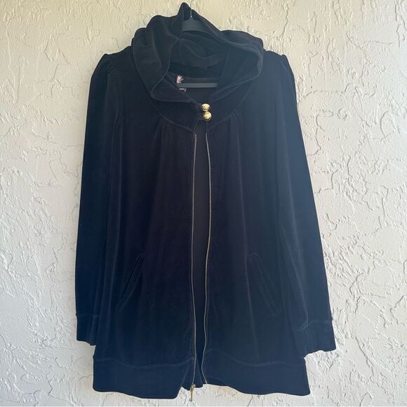 JUICY COUTURE Velour Hoodie Dress Women XL Full Zip Y2K Long Sleeve - Picture 7 of 11